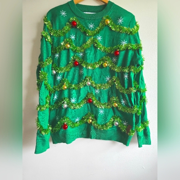 Tipsy Elves, Women's Gaudy Garland Oversized Christmas Sweater, Size Large - Picture 3 of 6
